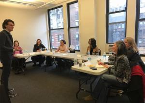 Group public speaking practice in New York
