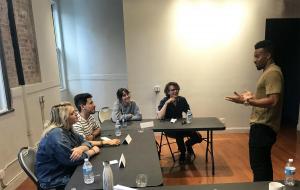 Public speaking session with attendees