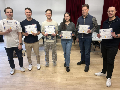 Public speaking practice with group.