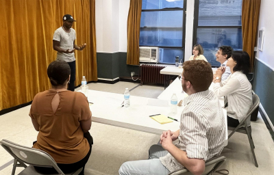 Public speaking practice in New York