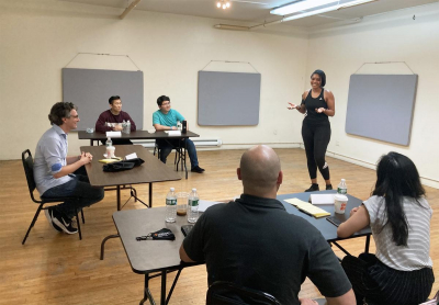 Public speaking session with coaching