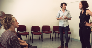 Herman teaching a training for presentation skills