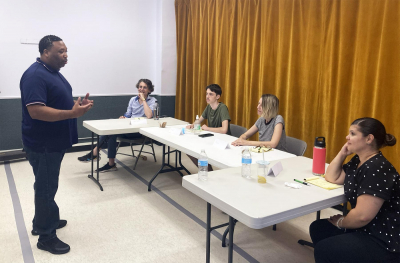 Public speaking workshop group session