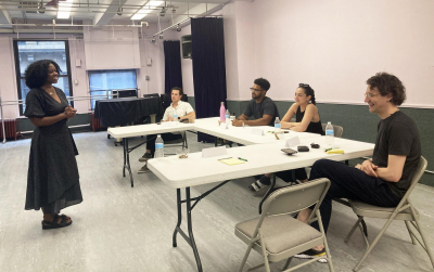 Public speaking class with attendees