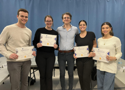 Public speaking session with group