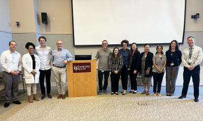 Herman Otten teaching speaking skills at Stamford Health