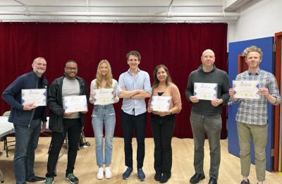 Group public speaking training session