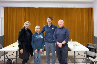 Public speaking class practice session