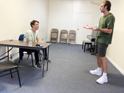 NYC live public speaking training for client